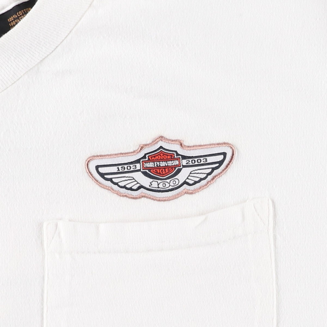 Harley-Davidson Motorcycle Bike T-shirt Made in USA Men's M size cotton white type Vintage Second Hand