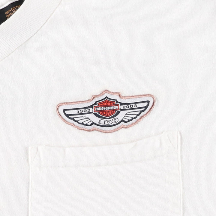 Harley-Davidson Motorcycle Bike T-shirt Made in USA Men's M size cotton white type Vintage Second Hand