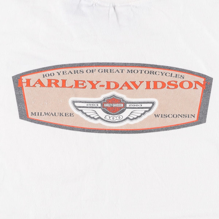Harley-Davidson Motorcycle Bike T-shirt Made in USA Men's M size cotton white type Vintage Second Hand