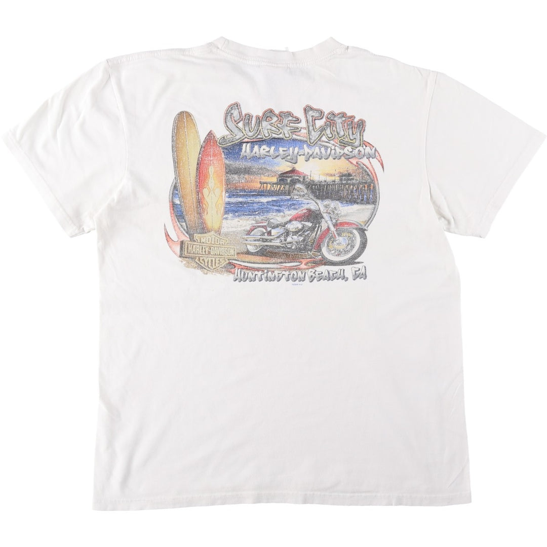00'S Harley-Davidson Motorcycle Bike T-shirt Men's L size cotton white type Vintage Second Hand
