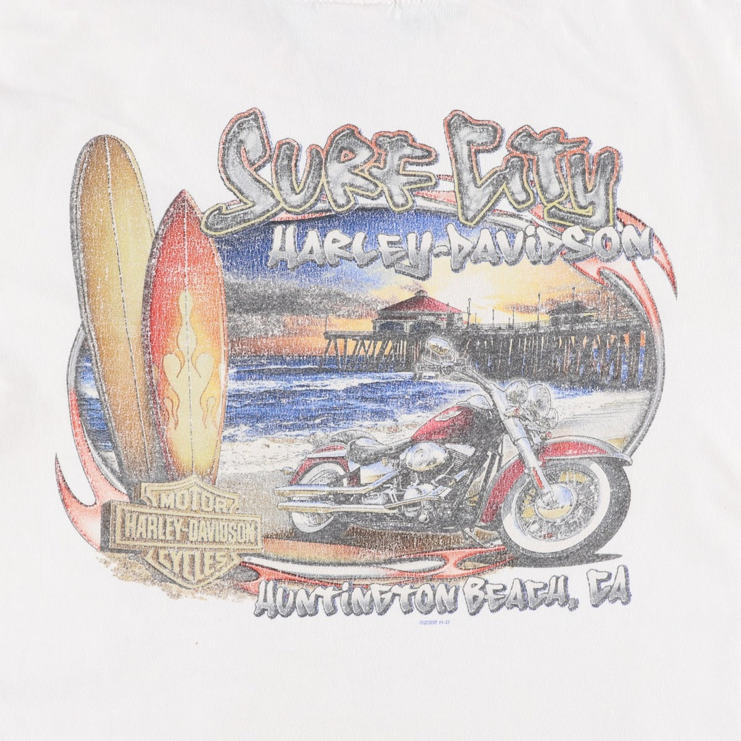 00'S Harley-Davidson Motorcycle Bike T-shirt Men's L size cotton white type Vintage Second Hand
