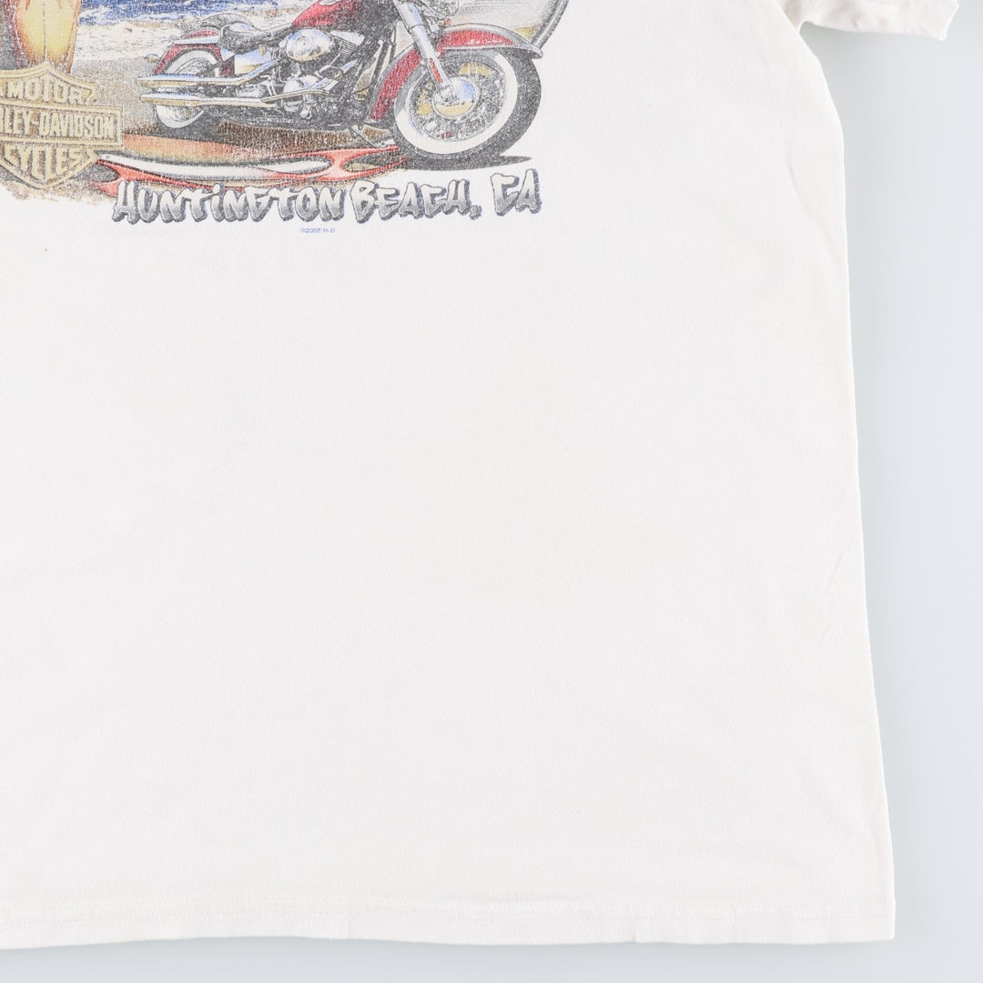 00'S Harley-Davidson Motorcycle Bike T-shirt Men's L size cotton white type Vintage Second Hand