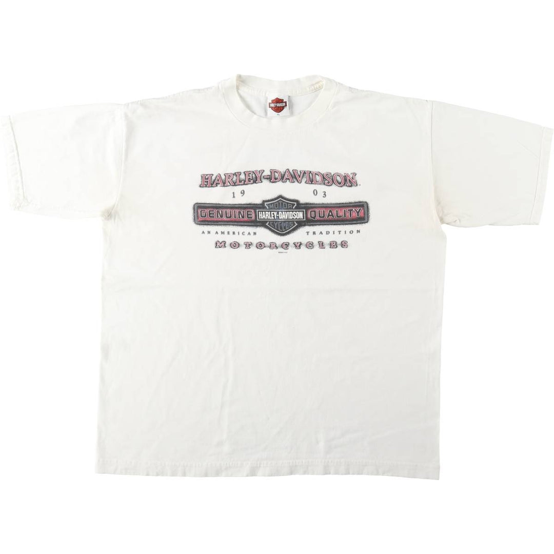 00'S Harley-Davidson Motorcycle Bike T-shirt Men's XL size cotton white type Vintage Second Hand