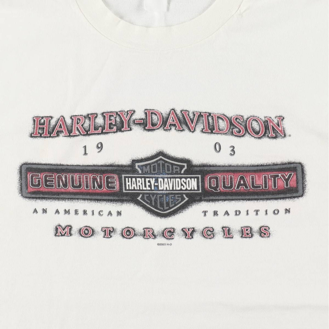 00'S Harley-Davidson Motorcycle Bike T-shirt Men's XL size cotton white type Vintage Second Hand