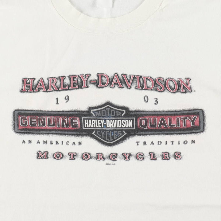 00'S Harley-Davidson Motorcycle Bike T-shirt Men's XL size cotton white type Vintage Second Hand