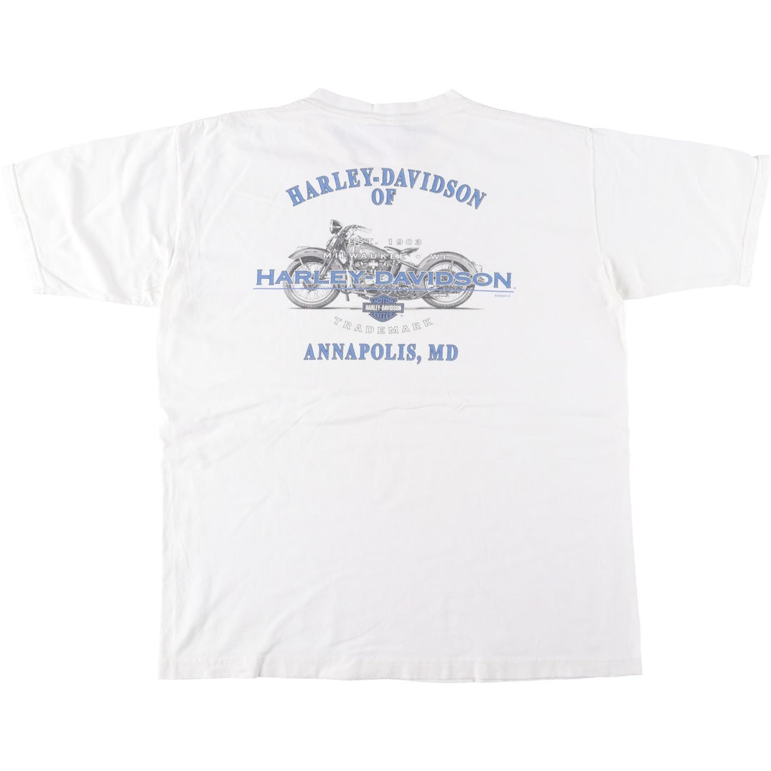 00'S Harley-Davidson Motorcycle Bike T-shirt Men's XL size unclear white type Vintage Second Hand