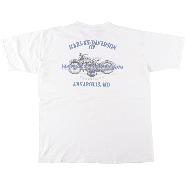 00'S Harley-Davidson Motorcycle Bike T-shirt Men's XL size unclear white type Vintage Second Hand