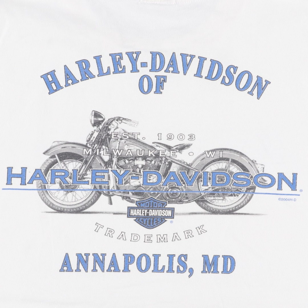 00'S Harley-Davidson Motorcycle Bike T-shirt Men's XL size unclear white type Vintage Second Hand