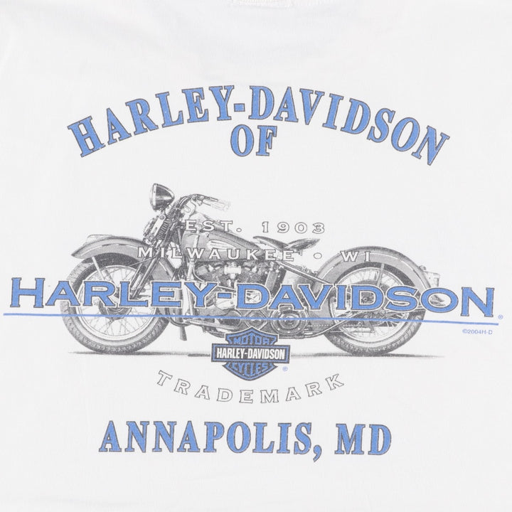 00'S Harley-Davidson Motorcycle Bike T-shirt Men's XL size unclear white type Vintage Second Hand