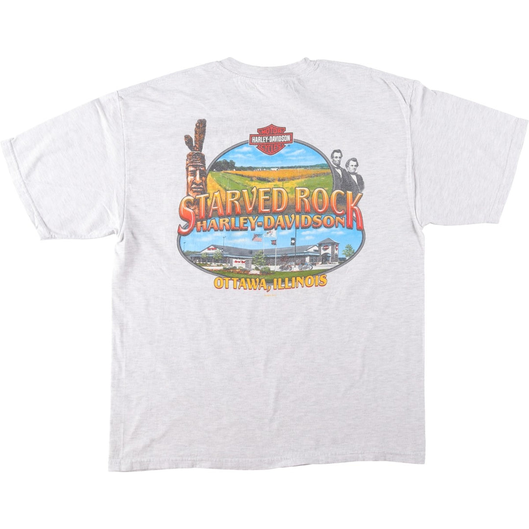 00'S Harley-Davidson Motorcycle Bike T-shirt Made in USA Men's L size cotton gray type Vintage Second Hand