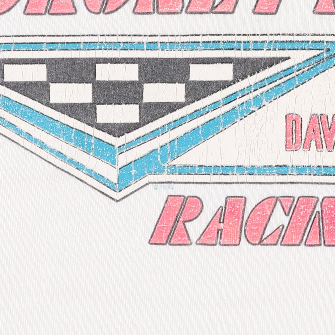 90'S Harley-Davidson Henley Neck Two-Tone Motorcycle T-Shirt, Made in USA, Men's Size XL (approx.) cotton pale white type Vintage Second Hand