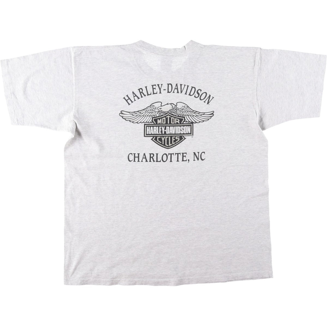 Harley Davidson Eagle Pattern Motorcycle Bike T-shirt Made in USA Men's XXL Vintage cotton gray type Vintage Second Hand