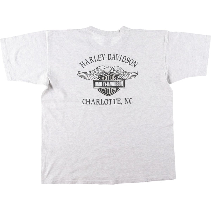 Harley Davidson Eagle Pattern Motorcycle Bike T-shirt Made in USA Men's XXL Vintage cotton gray type Vintage Second Hand