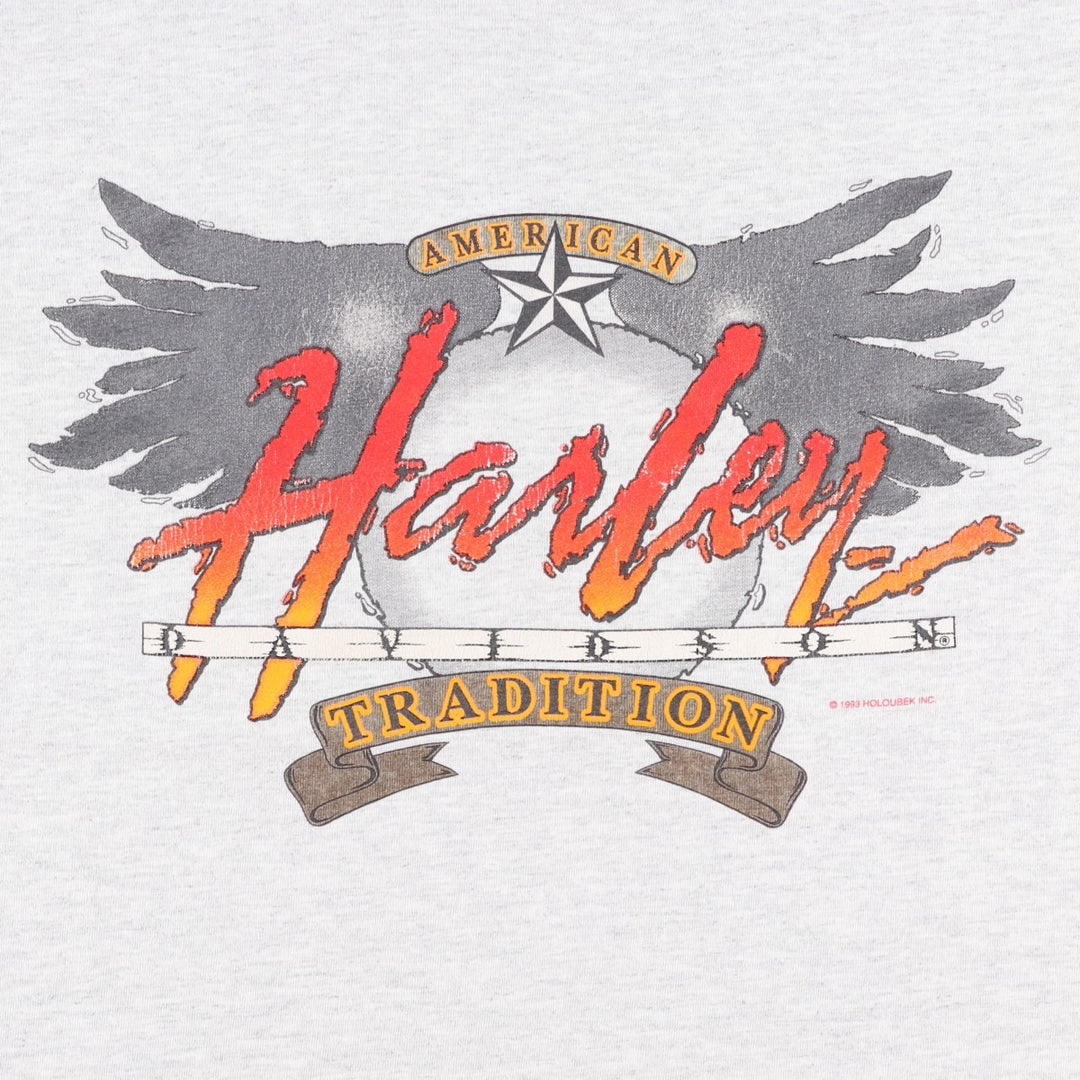 Harley Davidson Eagle Pattern Motorcycle Bike T-shirt Made in USA Men's XXL Vintage cotton gray type Vintage Second Hand