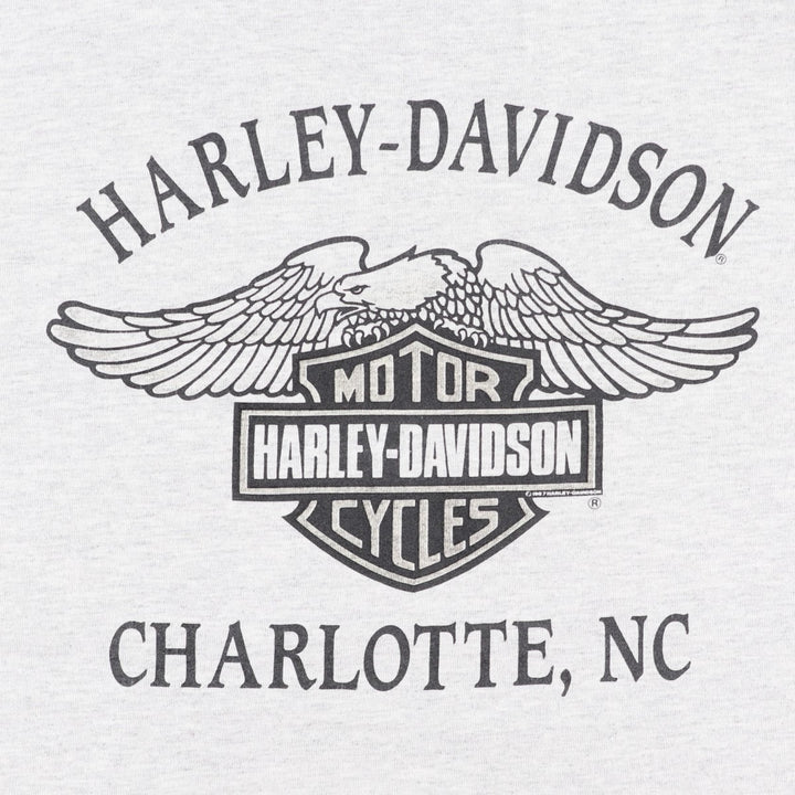 Harley Davidson Eagle Pattern Motorcycle Bike T-shirt Made in USA Men's XXL Vintage cotton gray type Vintage Second Hand