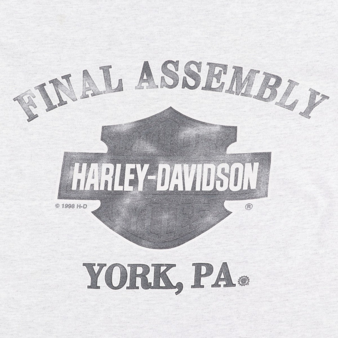 90'S Harley-Davidson Motorcycle Bike T-shirt Made in USA Men's M Vintage cotton gray type Vintage Second Hand