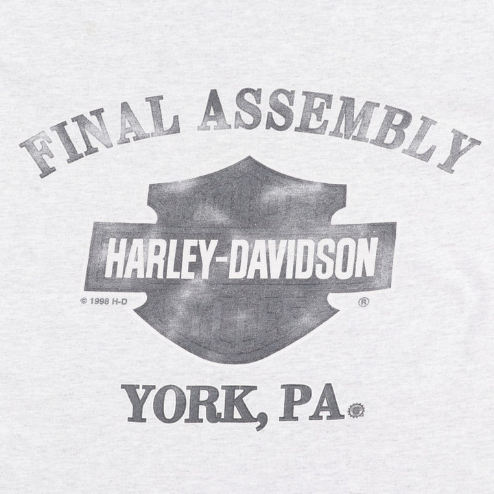 90'S Harley-Davidson Motorcycle Bike T-shirt Made in USA Men's M Vintage cotton gray type Vintage Second Hand