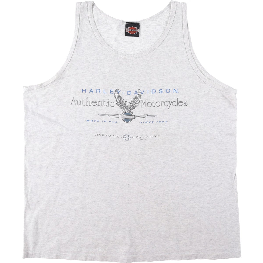 90'S Harley-Davidson Eagle Pattern Sleeveless Motorcycle T-Shirt, Made in USA, Vintage cotton gray type Vintage Second Hand