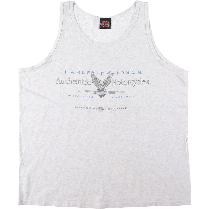90'S Harley-Davidson Eagle Pattern Sleeveless Motorcycle T-Shirt, Made in USA, Vintage cotton gray type Vintage Second Hand