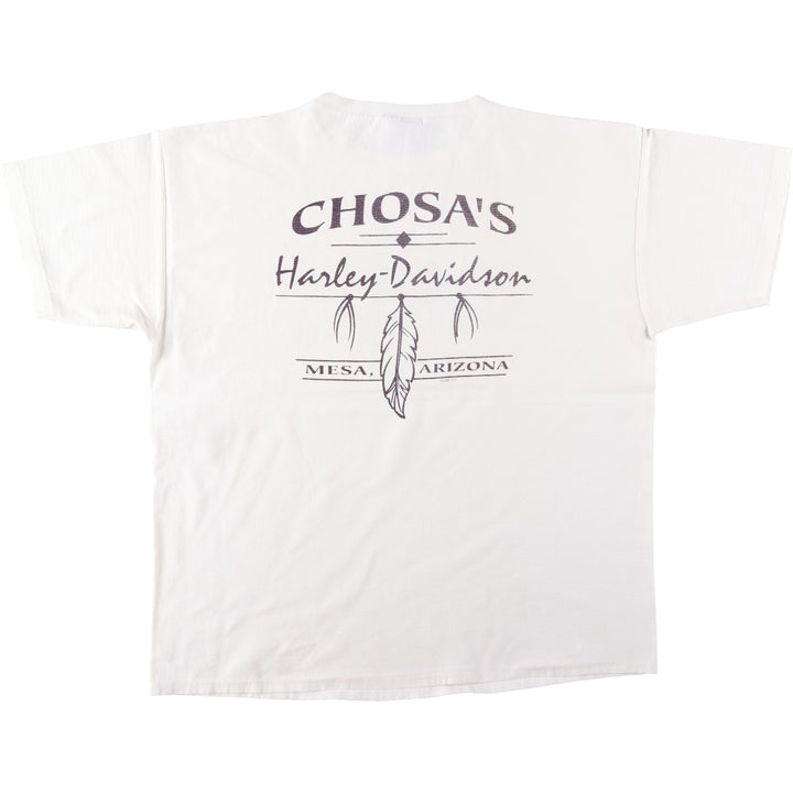 90'S Harley-Davidson Motorcycle Bike T-shirt Made in USA Men's XXL Vintage cotton white type Vintage Second Hand