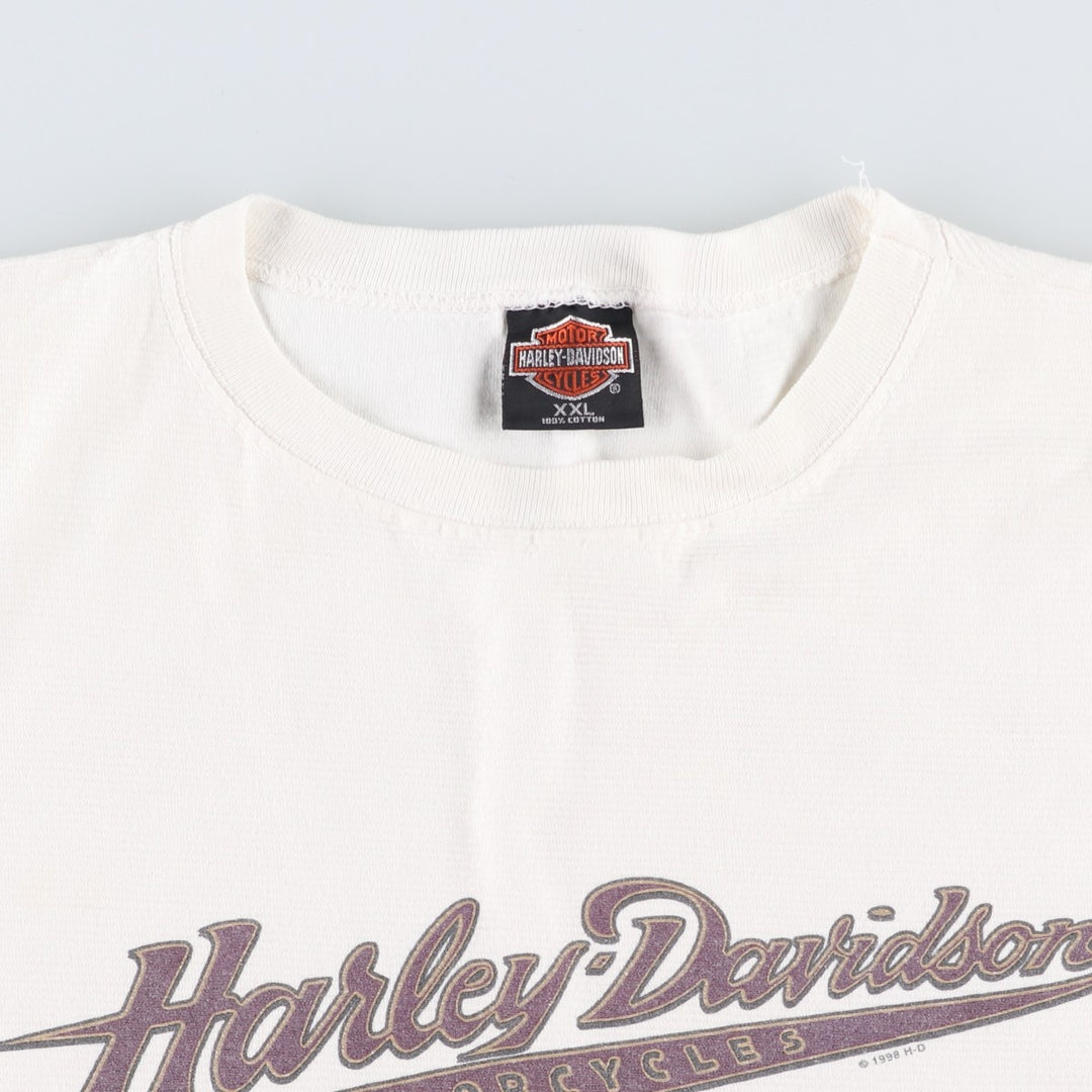90'S Harley-Davidson Motorcycle Bike T-shirt Made in USA Men's XXL Vintage cotton white type Vintage Second Hand