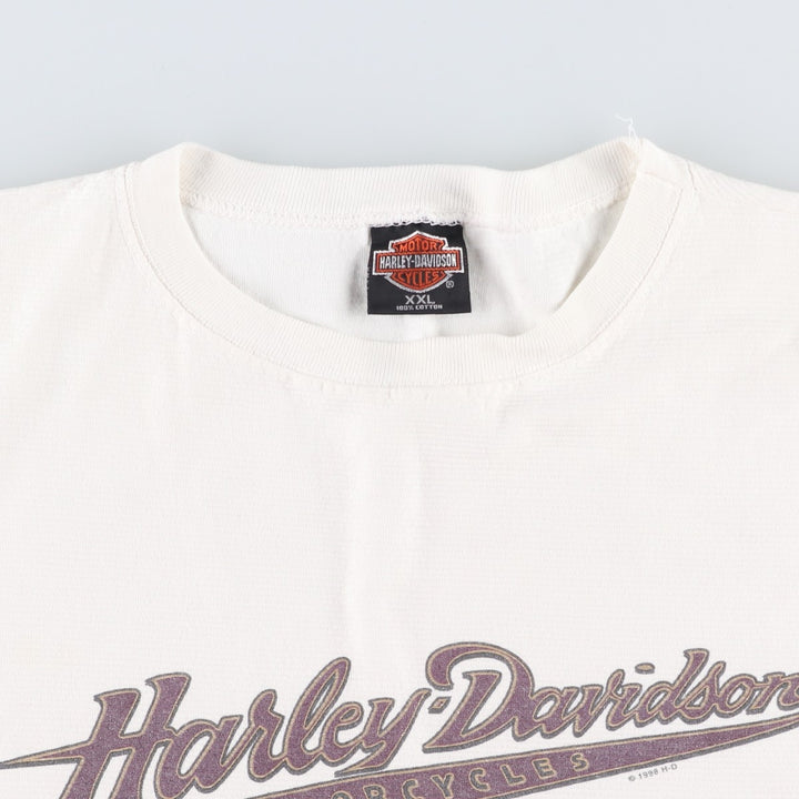 90'S Harley-Davidson Motorcycle Bike T-shirt Made in USA Men's XXL Vintage cotton white type Vintage Second Hand