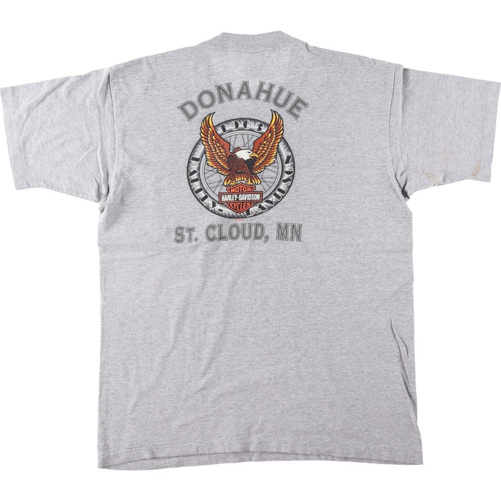 90'S Harley-Davidson Eagle Pattern Motorcycle T-Shirt, Men's Size L (approx.), Vintage unclear gray type Vintage Second Hand
