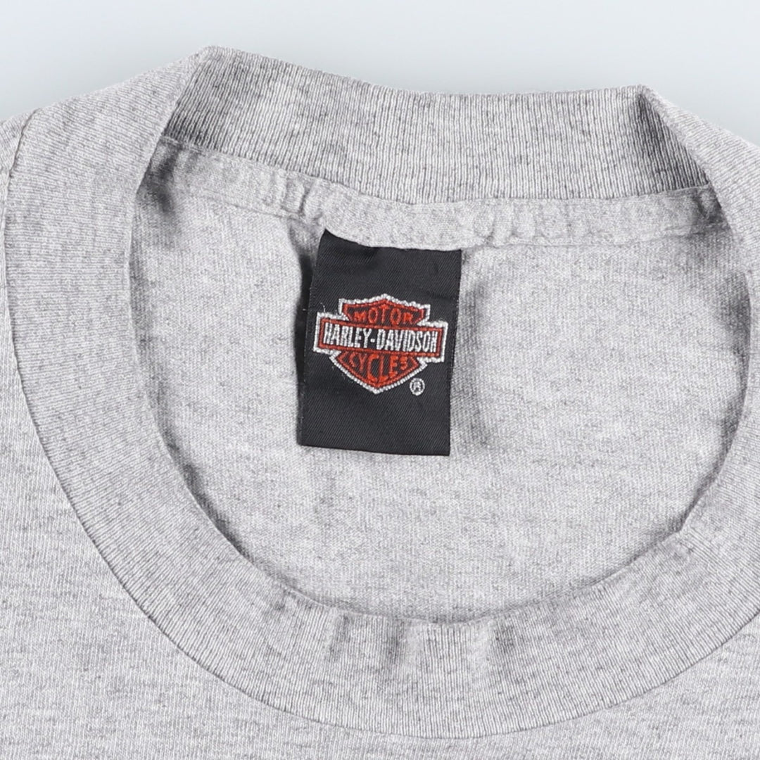 90'S Harley-Davidson Eagle Pattern Motorcycle T-Shirt, Men's Size L (approx.), Vintage unclear gray type Vintage Second Hand