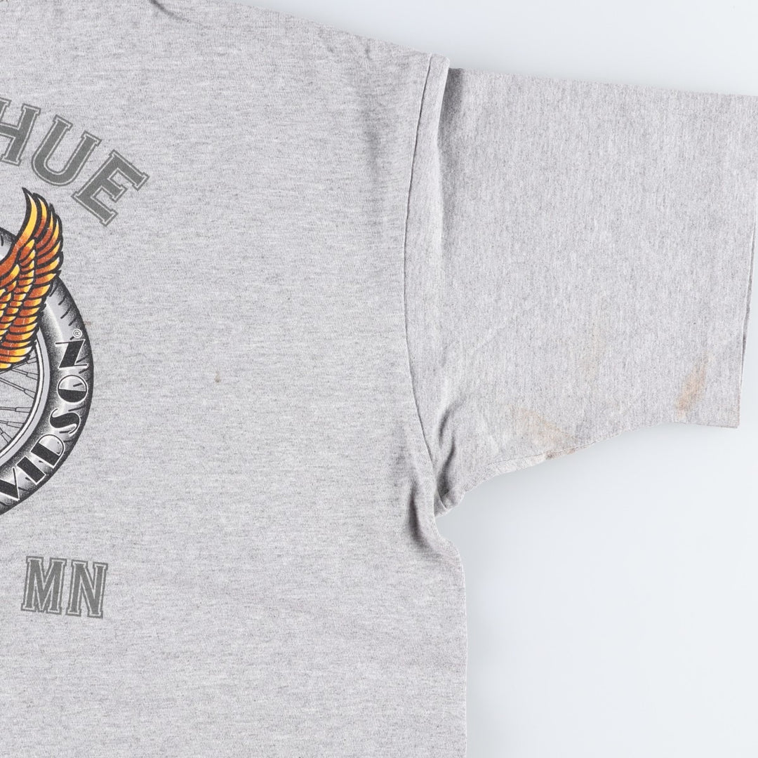 90'S Harley-Davidson Eagle Pattern Motorcycle T-Shirt, Men's Size L (approx.), Vintage unclear gray type Vintage Second Hand