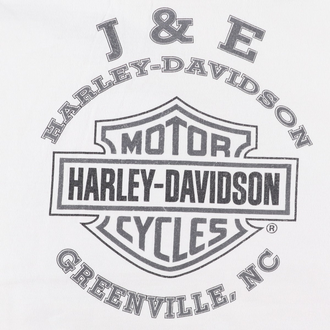 Harley-Davidson Wolf Pattern Motorcycle Bike T-shirt Made in USA Men's L size cotton white type Vintage Second Hand