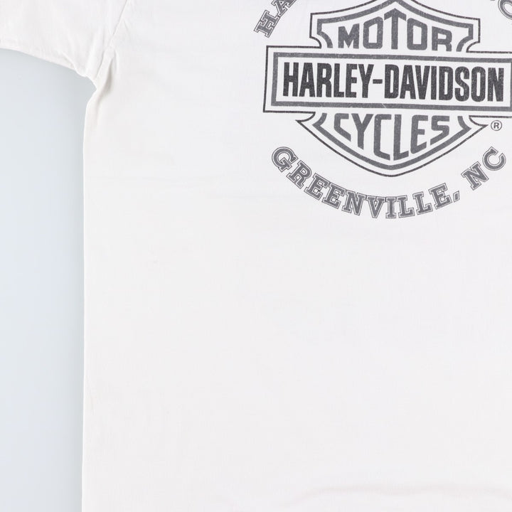 Harley-Davidson Wolf Pattern Motorcycle Bike T-shirt Made in USA Men's L size cotton white type Vintage Second Hand