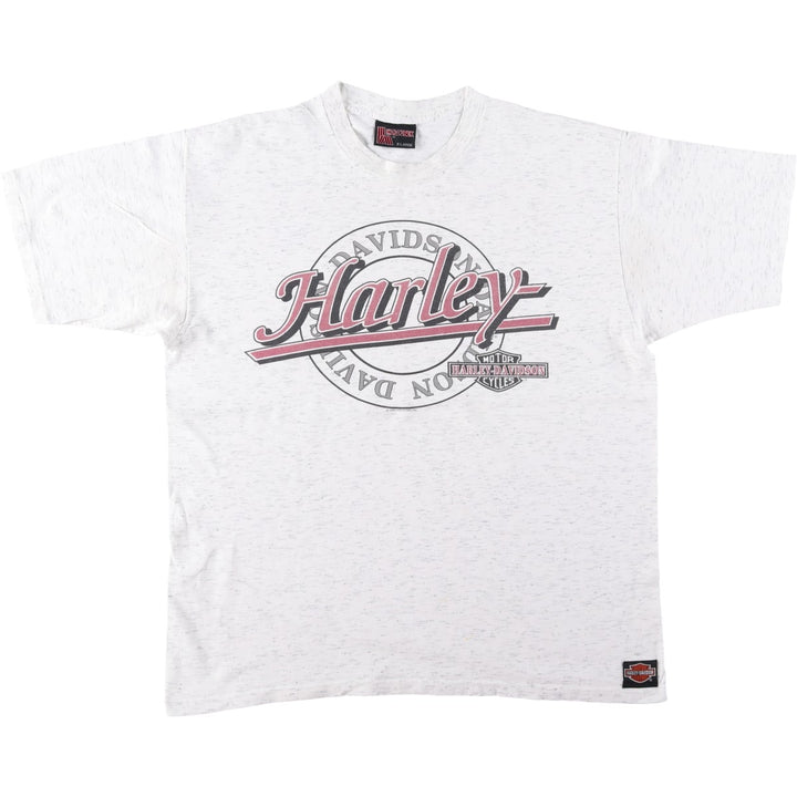 90'S HOLOUBEK Harley-Davidson Snake/Python Pattern Motorcycle T-Shirt, Made in USA, Vintage cotton white type Vintage Second Hand