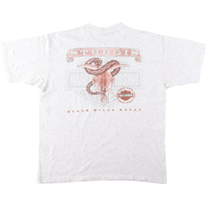 90'S HOLOUBEK Harley-Davidson Snake/Python Pattern Motorcycle T-Shirt, Made in USA, Vintage cotton white type Vintage Second Hand
