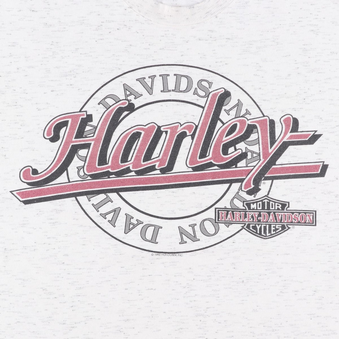 90'S HOLOUBEK Harley-Davidson Snake/Python Pattern Motorcycle T-Shirt, Made in USA, Vintage cotton white type Vintage Second Hand