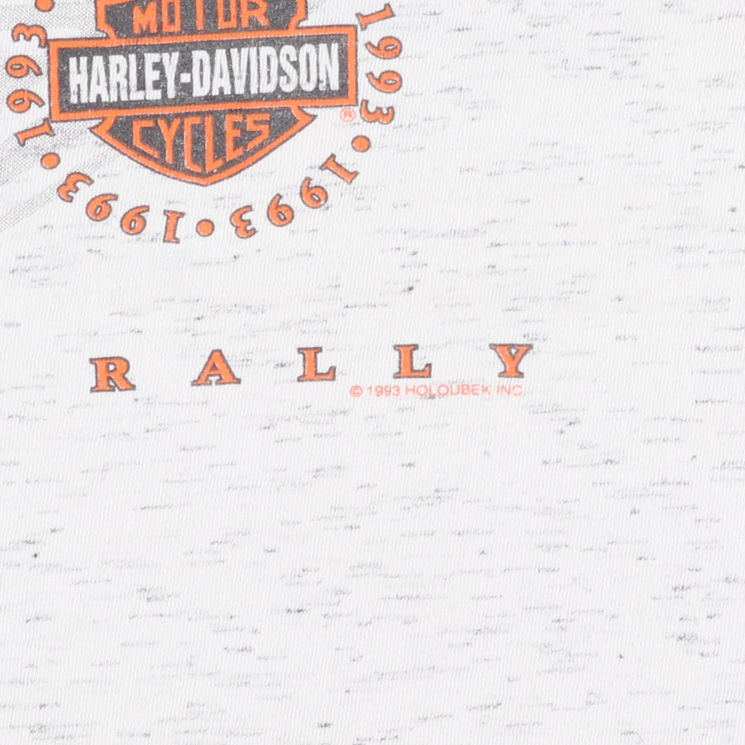 90'S HOLOUBEK Harley-Davidson Snake/Python Pattern Motorcycle T-Shirt, Made in USA, Vintage cotton white type Vintage Second Hand