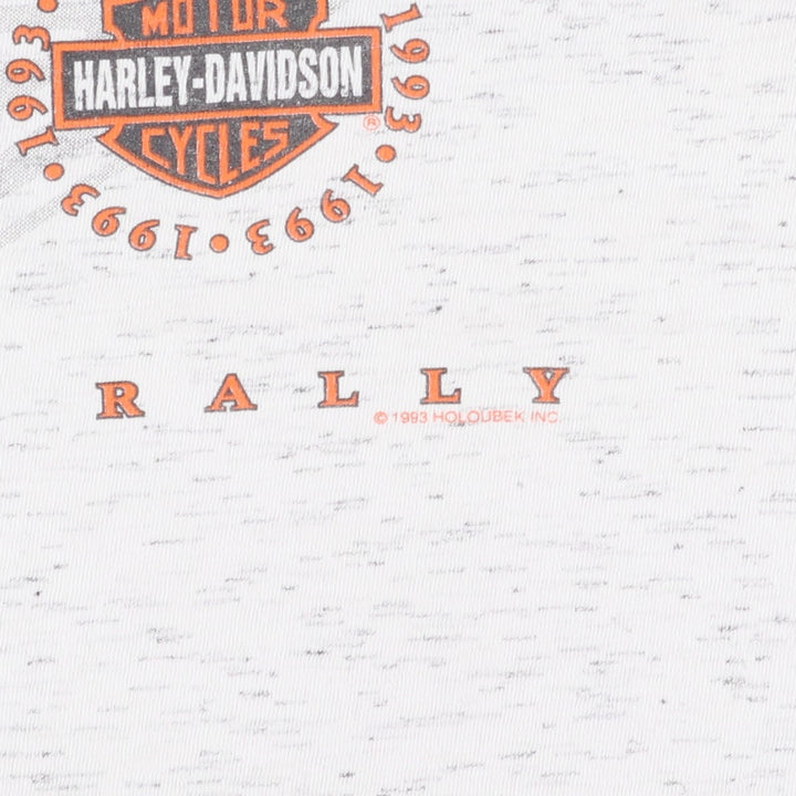 90'S HOLOUBEK Harley-Davidson Snake/Python Pattern Motorcycle T-Shirt, Made in USA, Vintage cotton white type Vintage Second Hand
