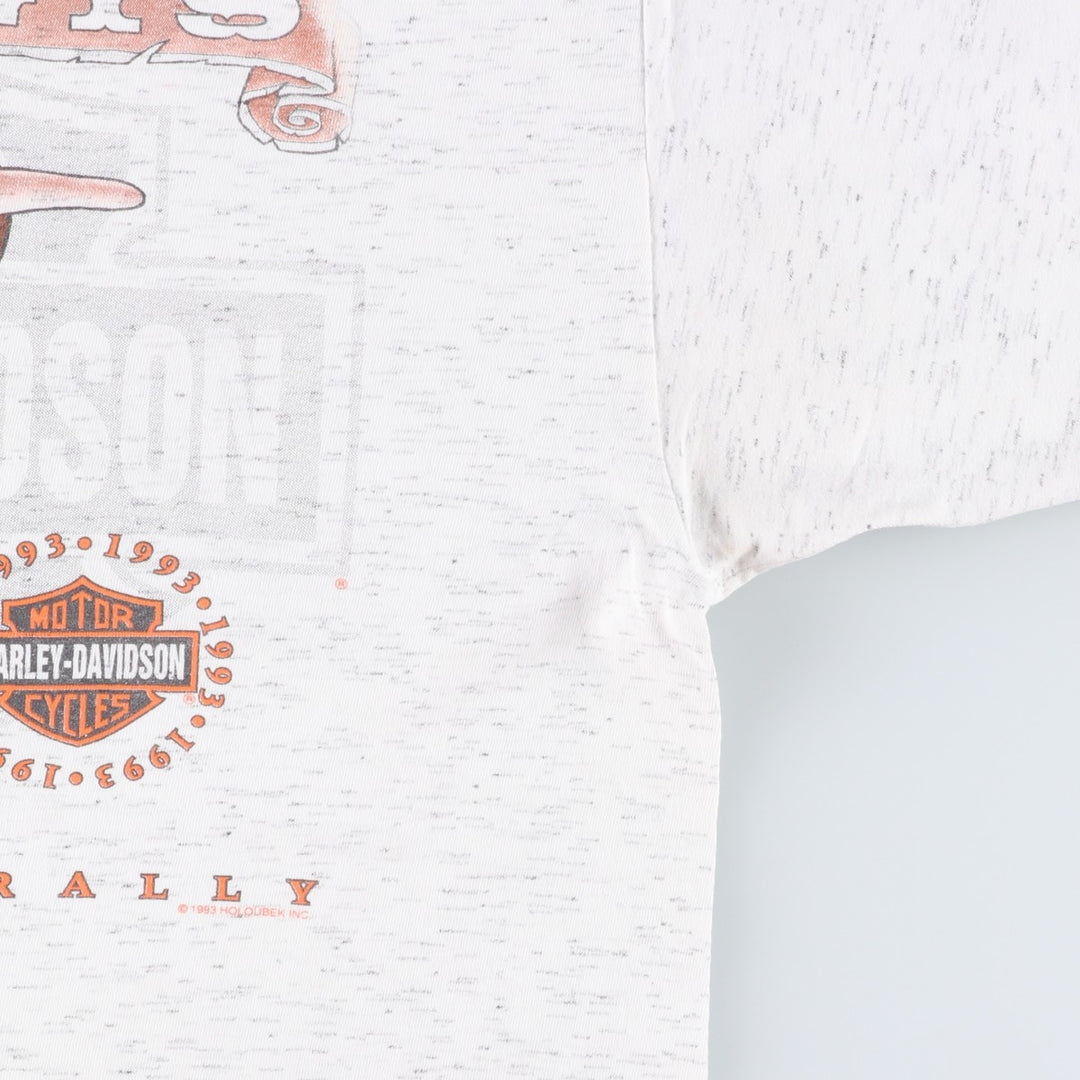 90'S HOLOUBEK Harley-Davidson Snake/Python Pattern Motorcycle T-Shirt, Made in USA, Vintage cotton white type Vintage Second Hand