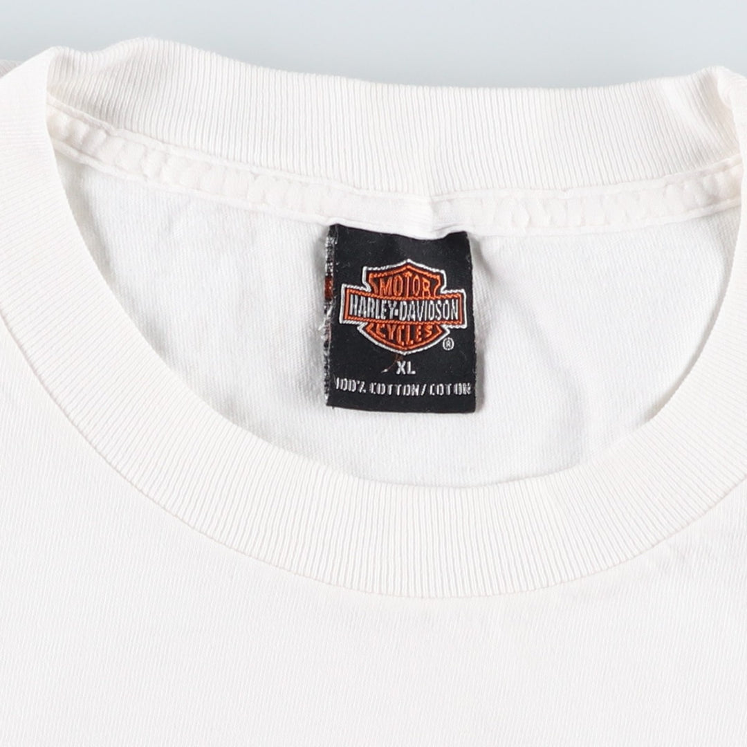 00'S Harley-Davidson Eagle Pattern Motorcycle Bike T-shirt Made in USA Men's XL cotton white type Vintage Second Hand
