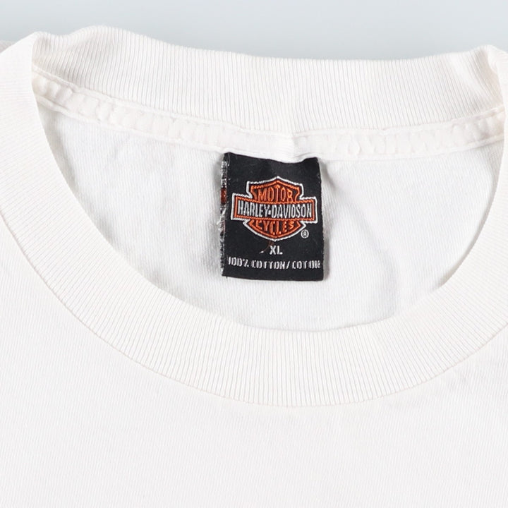 00'S Harley-Davidson Eagle Pattern Motorcycle Bike T-shirt Made in USA Men's XL cotton white type Vintage Second Hand