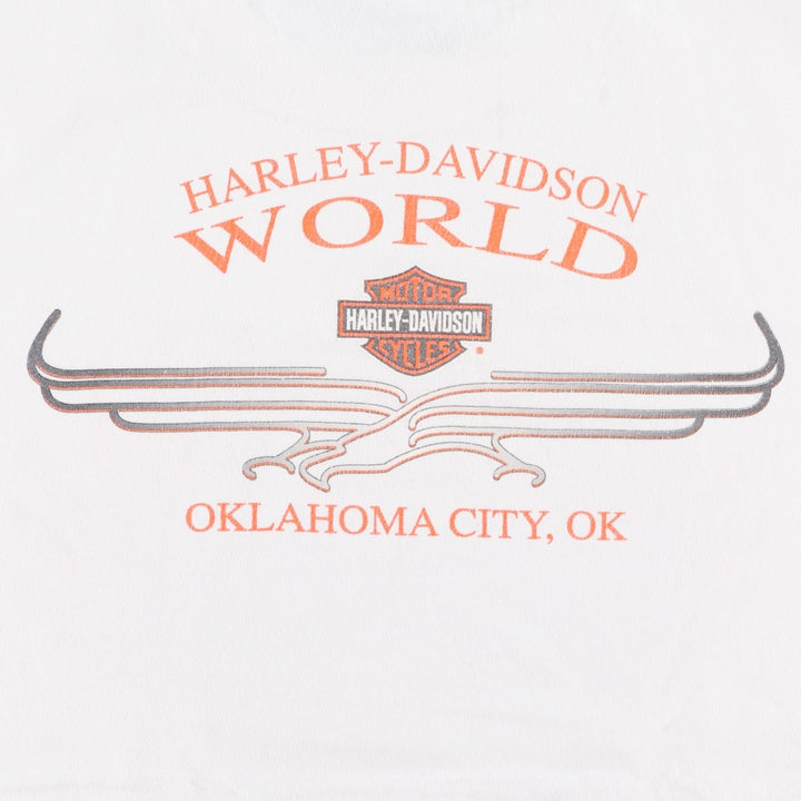 00'S Harley-Davidson Eagle Pattern Motorcycle Bike T-shirt Made in USA Men's XL cotton white type Vintage Second Hand