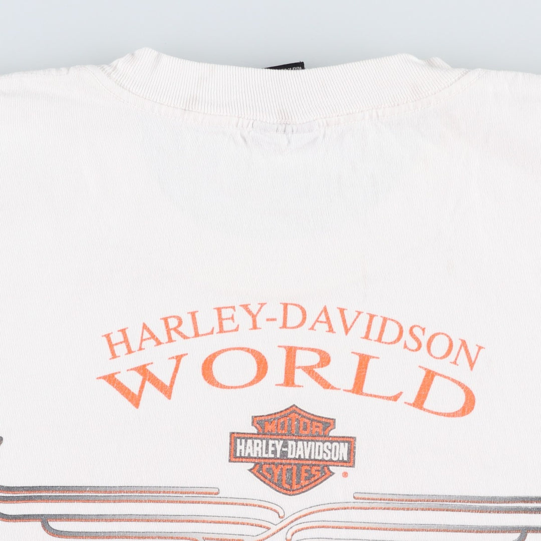 00'S Harley-Davidson Eagle Pattern Motorcycle Bike T-shirt Made in USA Men's XL cotton white type Vintage Second Hand