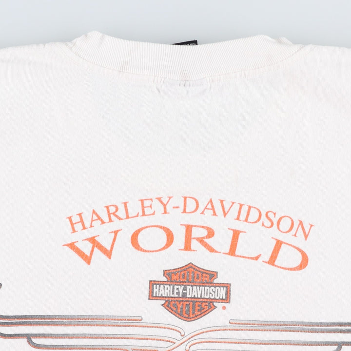 00'S Harley-Davidson Eagle Pattern Motorcycle Bike T-shirt Made in USA Men's XL cotton white type Vintage Second Hand