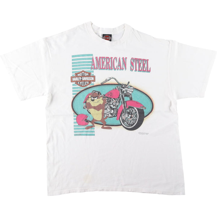 90'S Harley-Davidson Motorcycle Bike T-shirt Made in USA Men's XL Vintage cotton white type Vintage Second Hand
