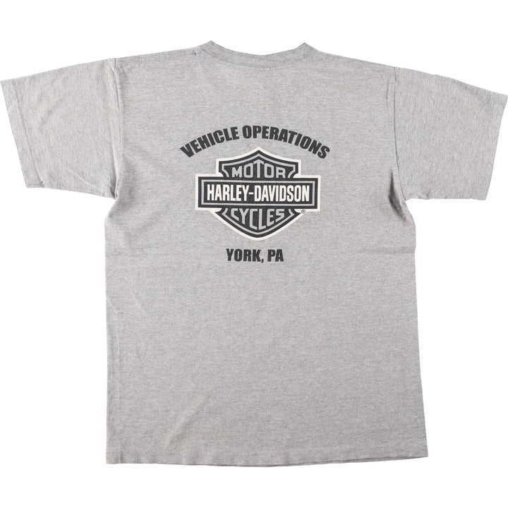 90'S Harley-Davidson Eagle Pattern American Flag Motorcycle T-Shirt, Made in USA, Men's Size M (approx.), Vintage cotton gray type Vintage Second Hand
