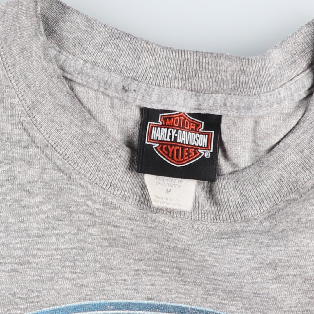 90'S Harley-Davidson Eagle Pattern American Flag Motorcycle T-Shirt, Made in USA, Men's Size M (approx.), Vintage cotton gray type Vintage Second Hand