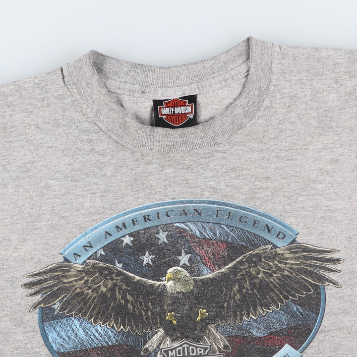 90'S Harley-Davidson Eagle Pattern American Flag Motorcycle T-Shirt, Made in USA, Men's Size M (approx.), Vintage cotton gray type Vintage Second Hand