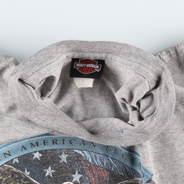90'S Harley-Davidson Eagle Pattern American Flag Motorcycle T-Shirt, Made in USA, Men's Size M (approx.), Vintage cotton gray type Vintage Second Hand
