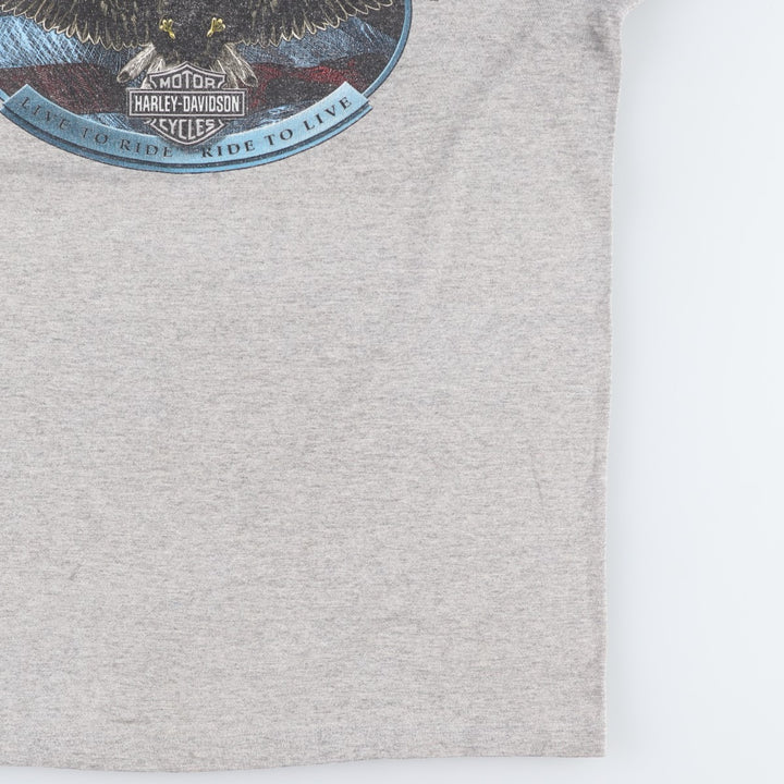 90'S Harley-Davidson Eagle Pattern American Flag Motorcycle T-Shirt, Made in USA, Men's Size M (approx.), Vintage cotton gray type Vintage Second Hand