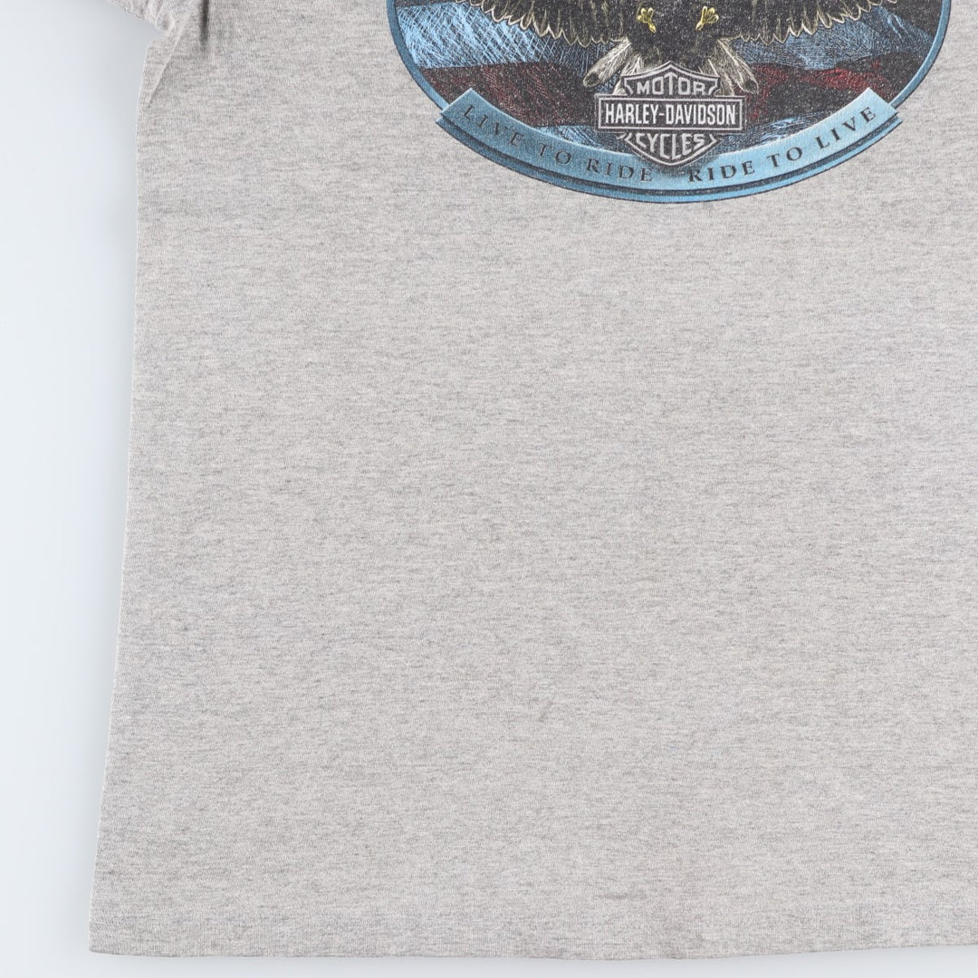 90'S Harley-Davidson Eagle Pattern American Flag Motorcycle T-Shirt, Made in USA, Men's Size M (approx.), Vintage cotton gray type Vintage Second Hand