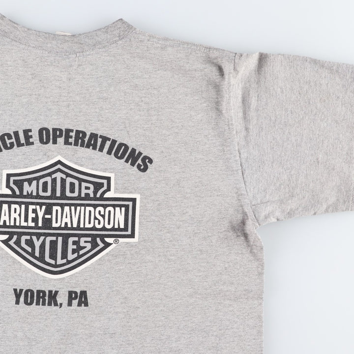 90'S Harley-Davidson Eagle Pattern American Flag Motorcycle T-Shirt, Made in USA, Men's Size M (approx.), Vintage cotton gray type Vintage Second Hand